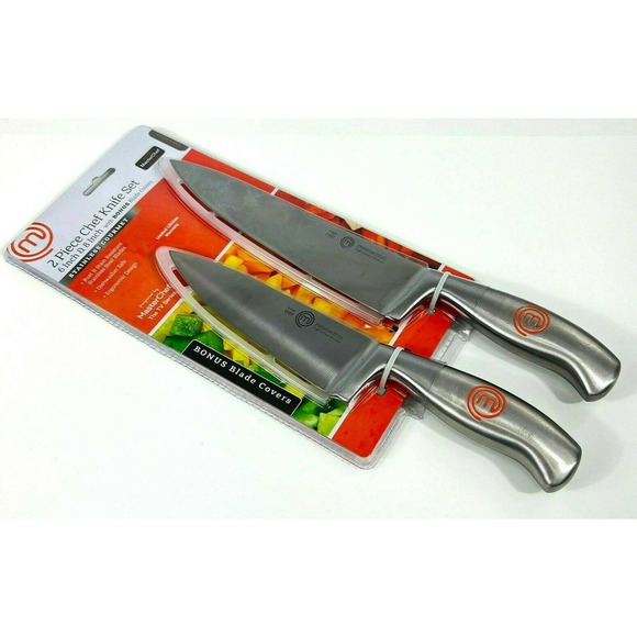 MasterChef 2 Piece Chef Knife Set 6in 8in Stainless Steel with Blade Covers New